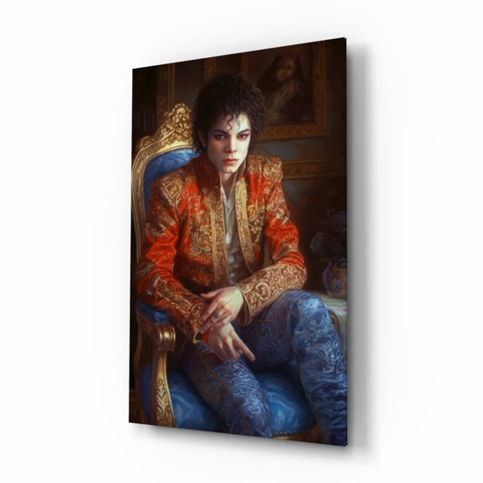 Vibrant Michael Jackson regal portrait glass wall art canvas print