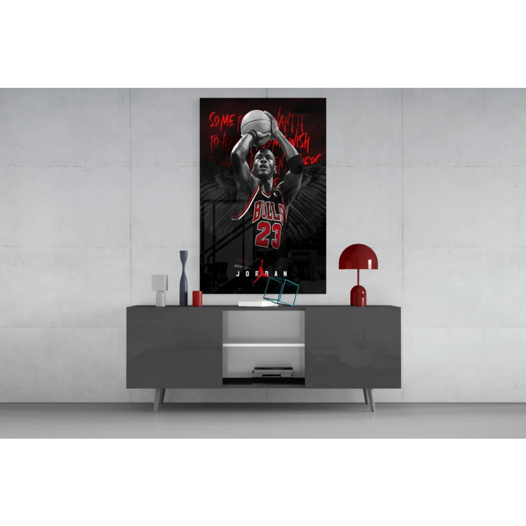 Michael Jordan Bulls 23 basketball player mid-air canvas wall art poster