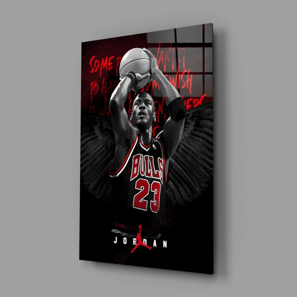 Michael Jordan Bulls 23 Canvas Wall Art Poster | Glass Wall Art Print | vintageantiquesgifts.com