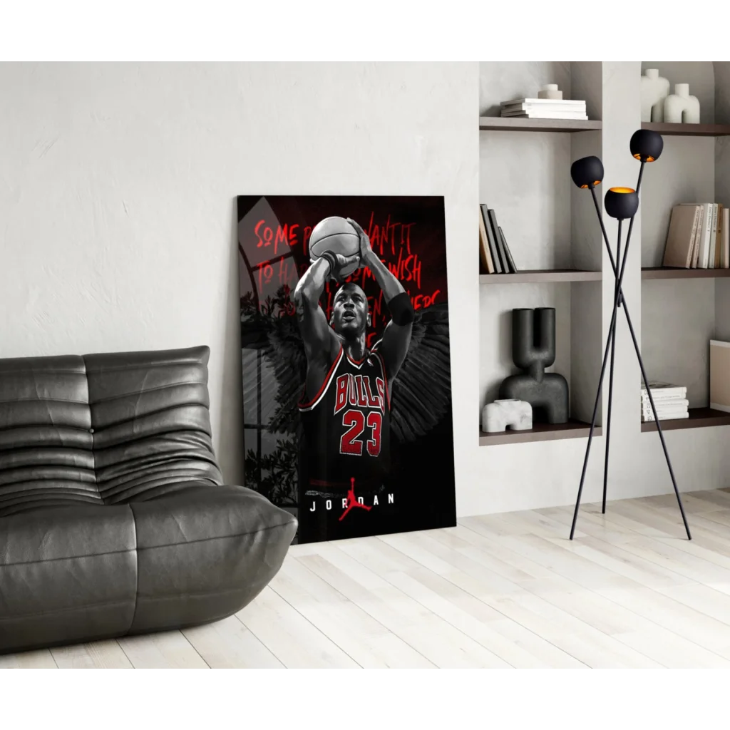 Michael Jordan Bulls 23 black red canvas wall art with wings