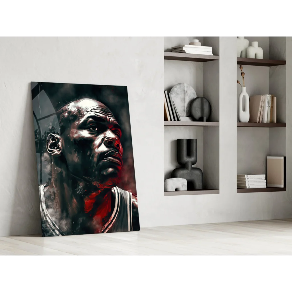 Bold black and red Michael Jordan wall art canvas portrait