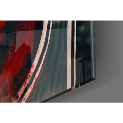 Bold red and teal stripes Michael Jordan glass wall art