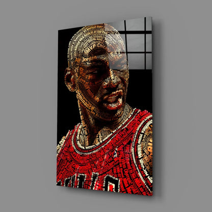 Michael Jordan Typography Wall Art Canvas Print Red Bulls Jersey | Glass Wall Art Print | vintageantiquesgifts.com