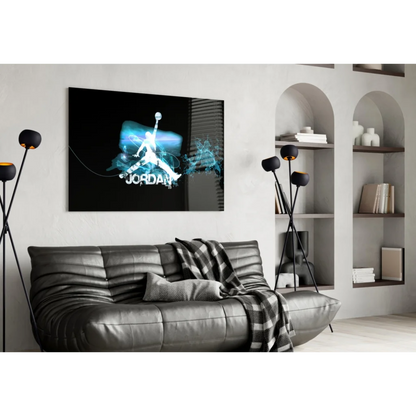 Jordan Jumpman glow electric blue wall art silhouette