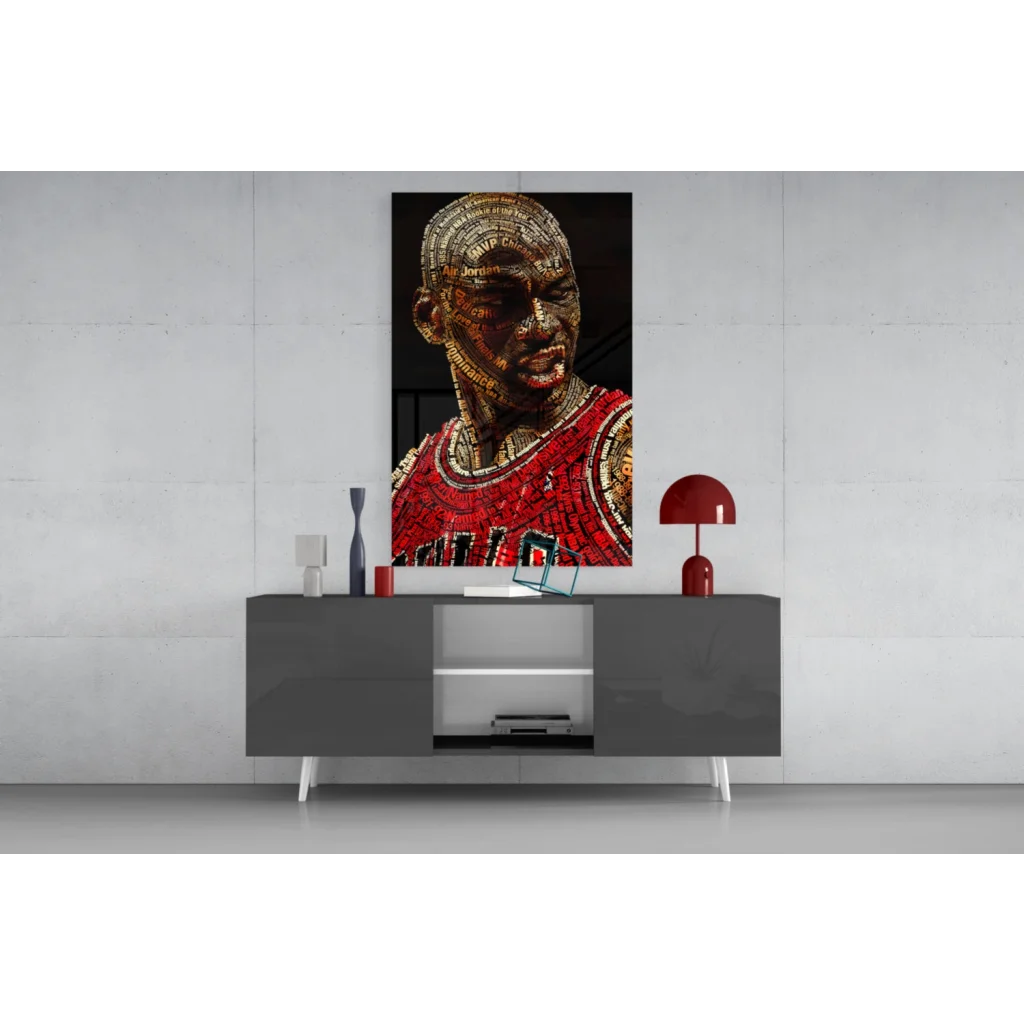 Michael Jordan red Bulls jersey glass wall art mosaic portrait