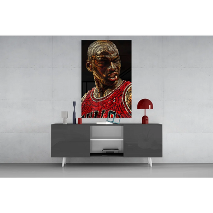 Michael Jordan red Bulls jersey glass wall art mosaic portrait