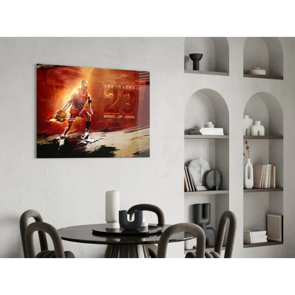 Vibrant Michael Jordan Bulls 23 wall art print in red gold