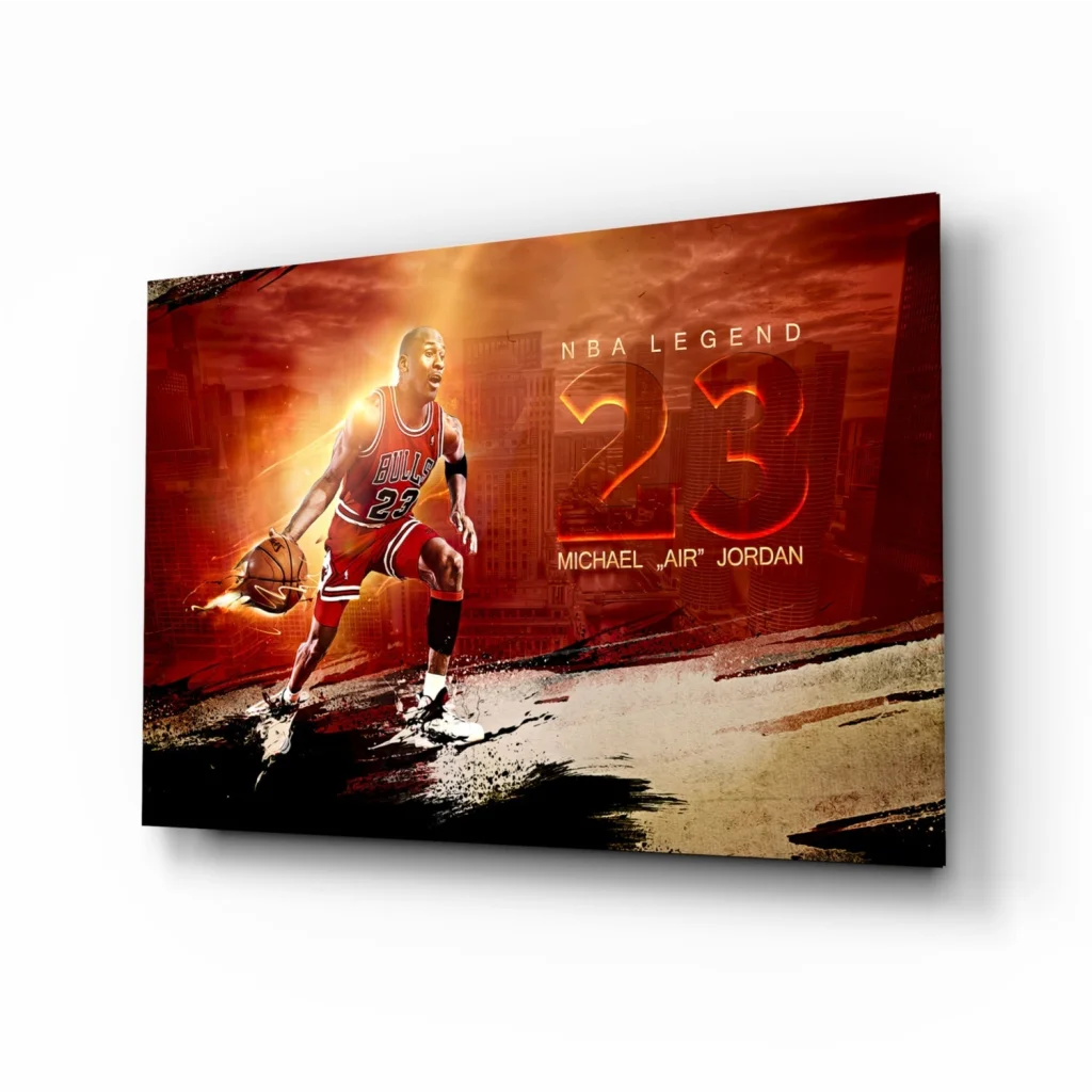 Michael Jordan Bulls 23 wall art canvas print in red and black
