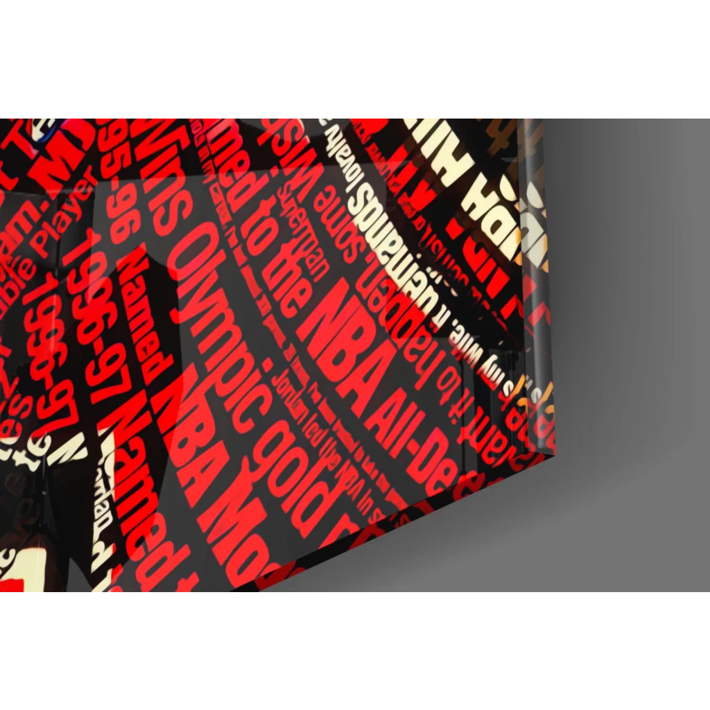 Michael Jordan red Bulls jersey wall art canvas with black red Olympic gold graphic