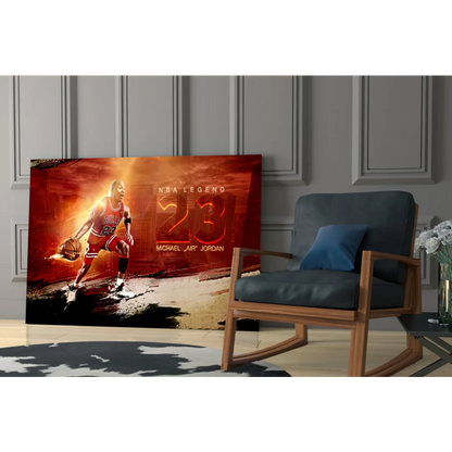 Michael Jordan Bulls 23 vibrant red gold wall art canvas print