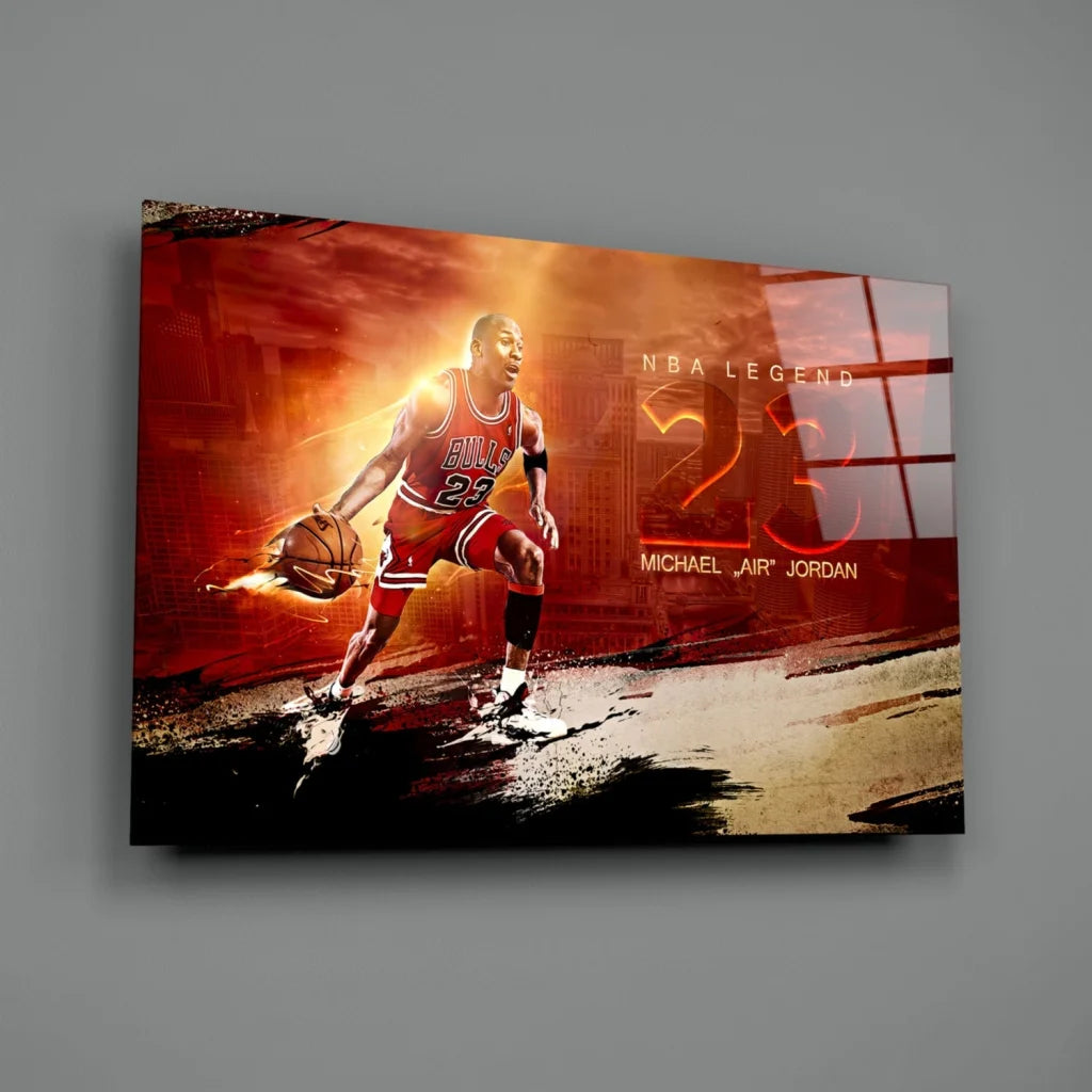 Michael Jordan Bulls 23 wall art canvas print in vibrant red orange