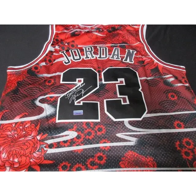 Michael Jordan signed limited edition Bulls floral jersey with autograph and vibrant design