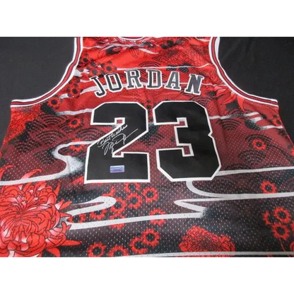 Michael Jordan signed limited edition Bulls floral jersey with autograph and vibrant design