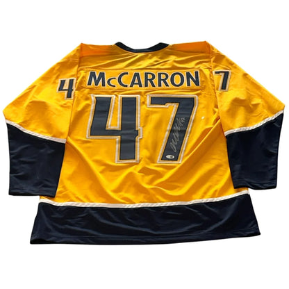 Michael McCarron autographed gold #47 Nashville hockey jersey