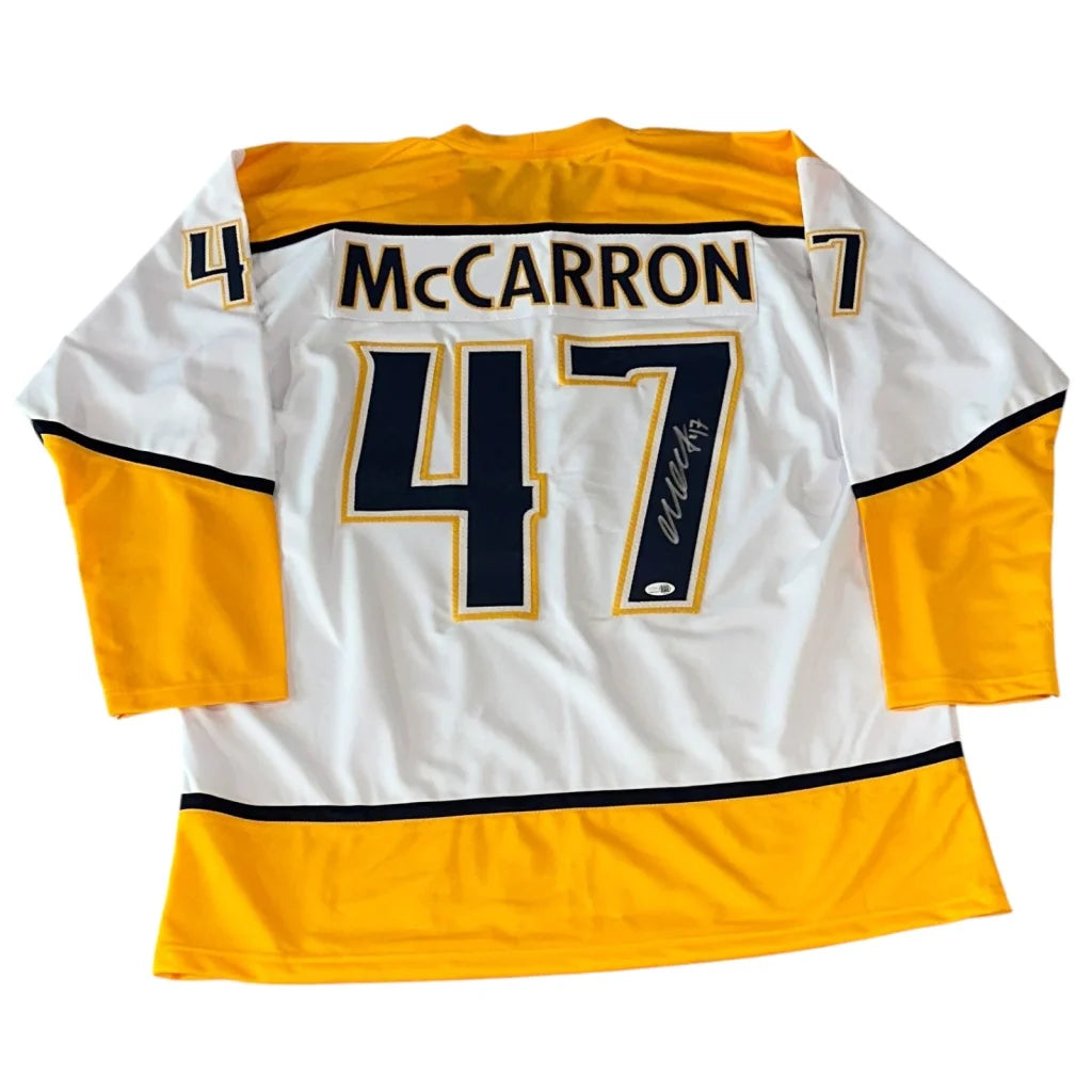 Michael McCarron autographed white Nashville hockey jersey #47