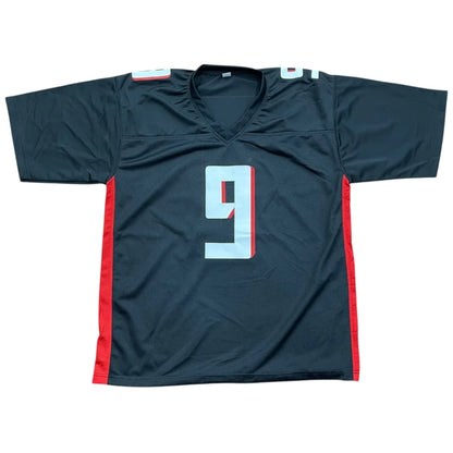 Michael Penix autographed Atlanta custom jersey black with red panels and blue number 9