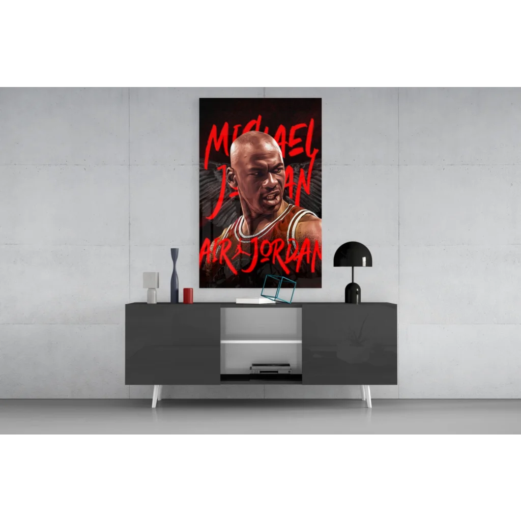Vibrant Michael Jordan red black wall art canvas print
