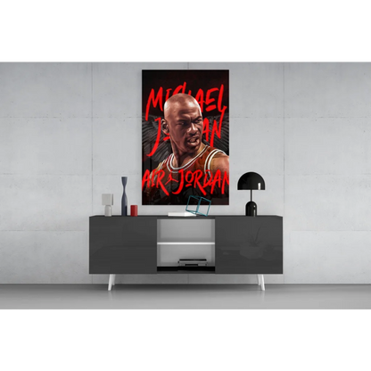Vibrant Michael Jordan red black wall art canvas print