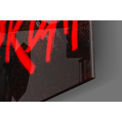 Michael Jordan Air Jordan red black graffiti wall art print on glossy black frame