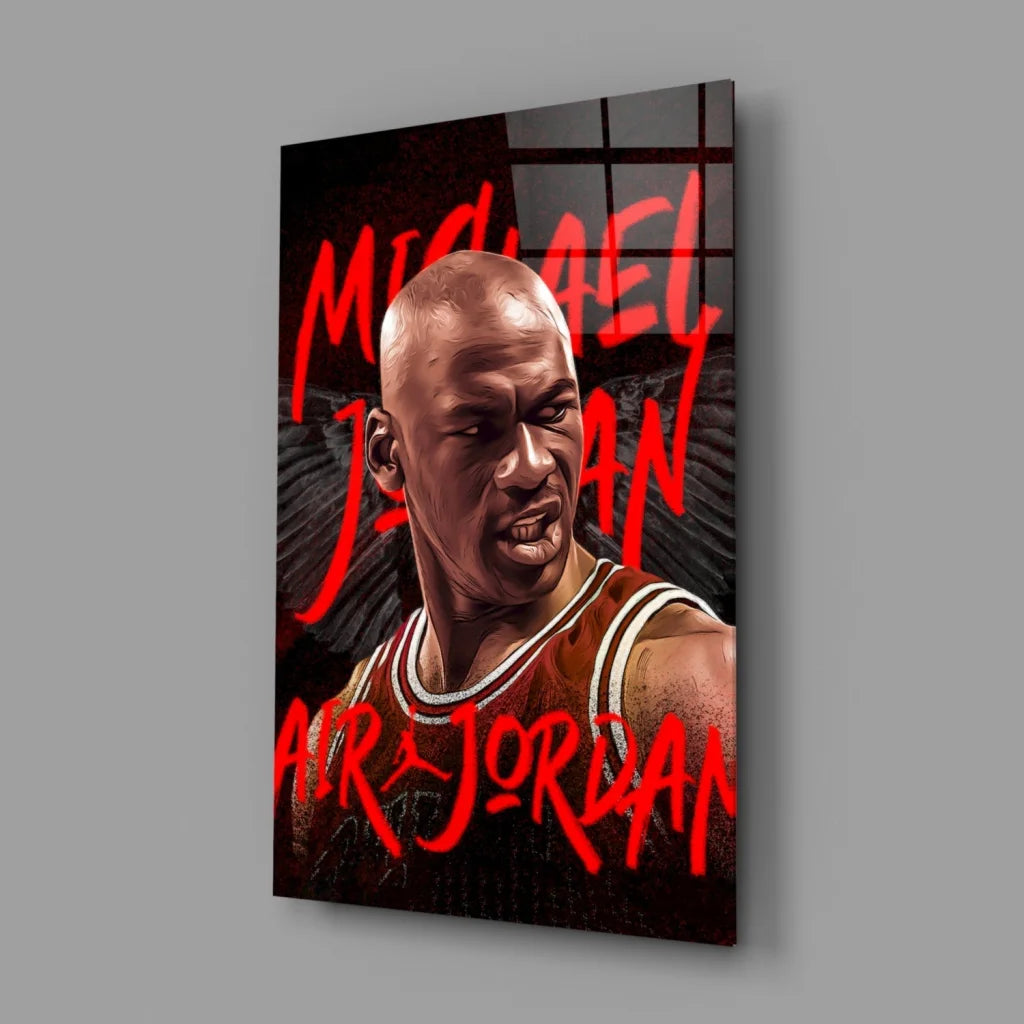 Michael Jordan Air Jordan Canvas Wall Art Red Black Print | Glass Wall Art Print | vintageantiquesgifts.com