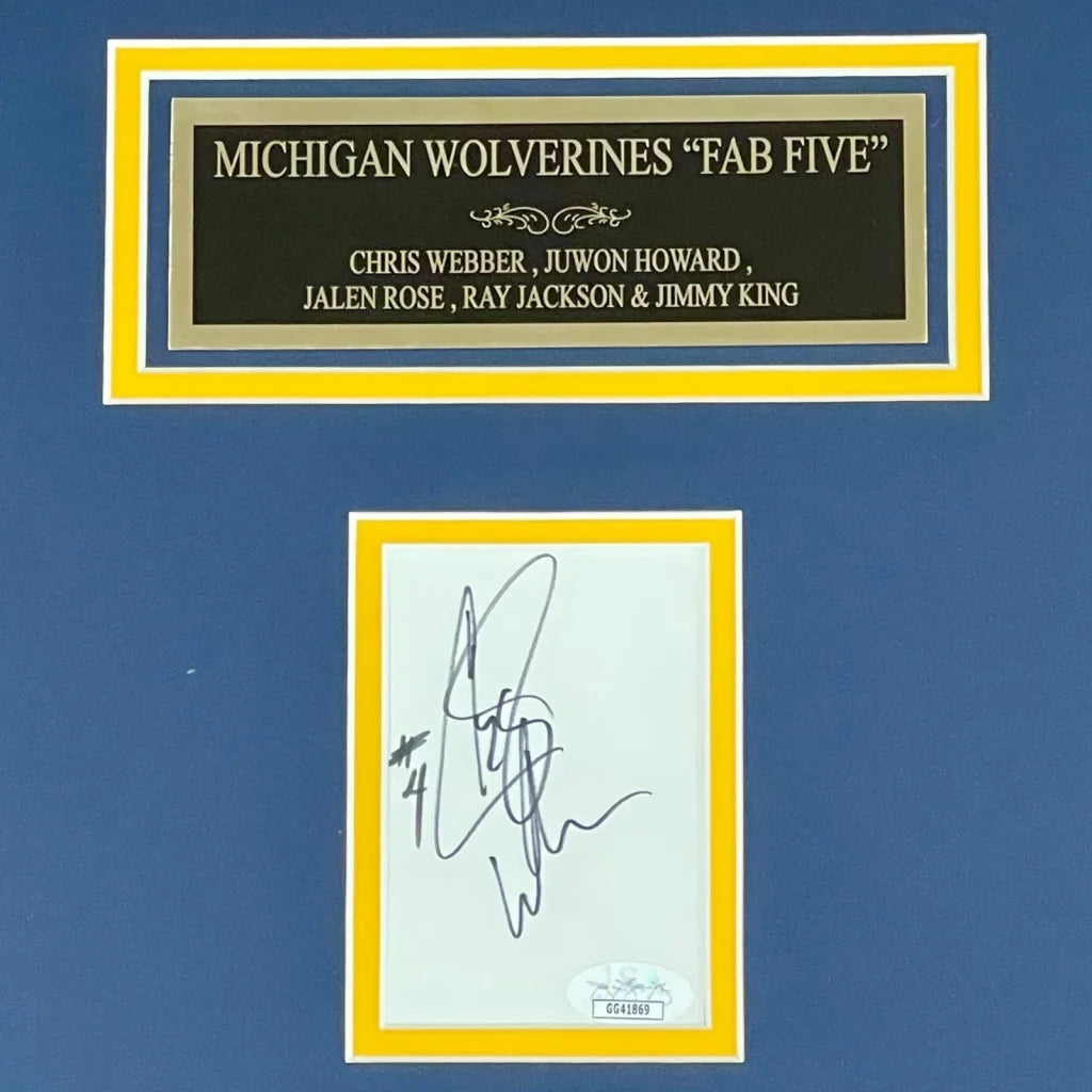 Michigan Wolverines Fab Five deluxe framed poster with signed autographs