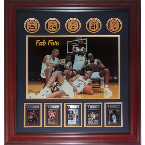 Michigan Wolverines Fab Five deluxe framed poster collection