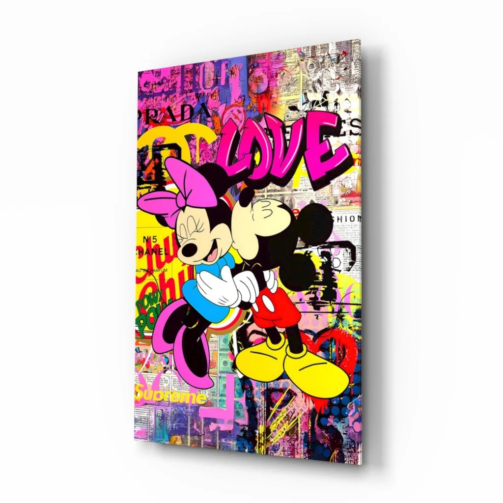 Mickey and Minnie graffiti love wall art canvas embrace
