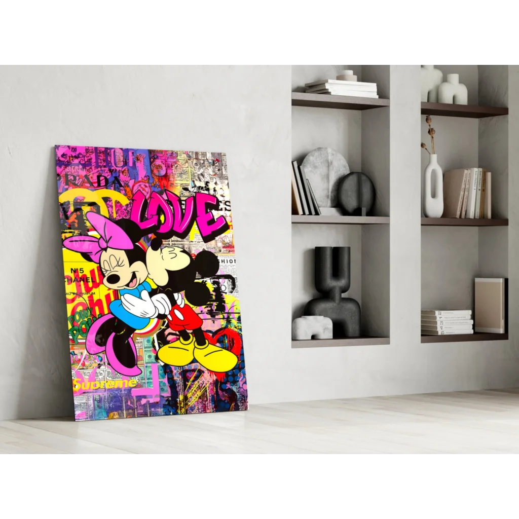 Mickey and Minnie graffiti love wall art canvas