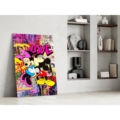 Mickey and Minnie graffiti love wall art canvas
