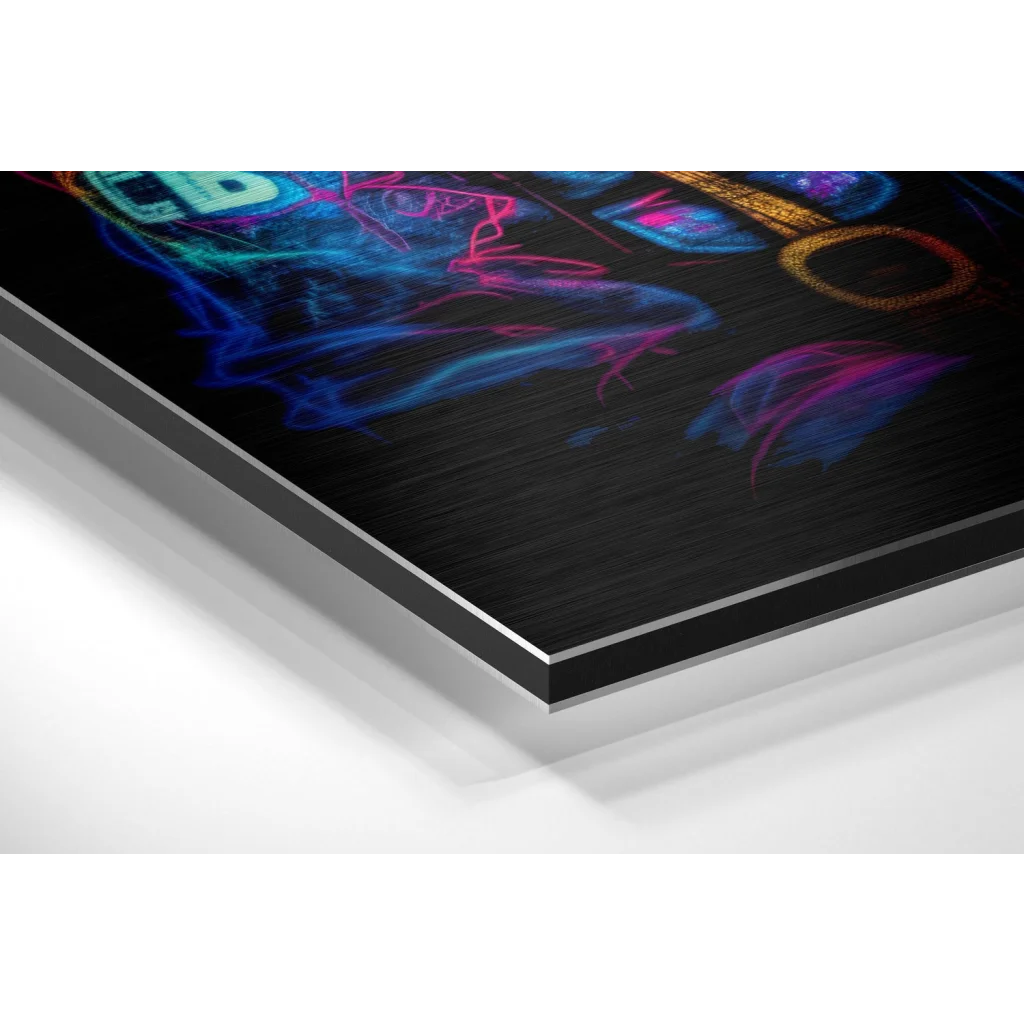 Neon Mickey Mouse Graffiti Art on Brushed Aluminium Dibond | Glass Wall Art Print | vintageantiquesgifts.com