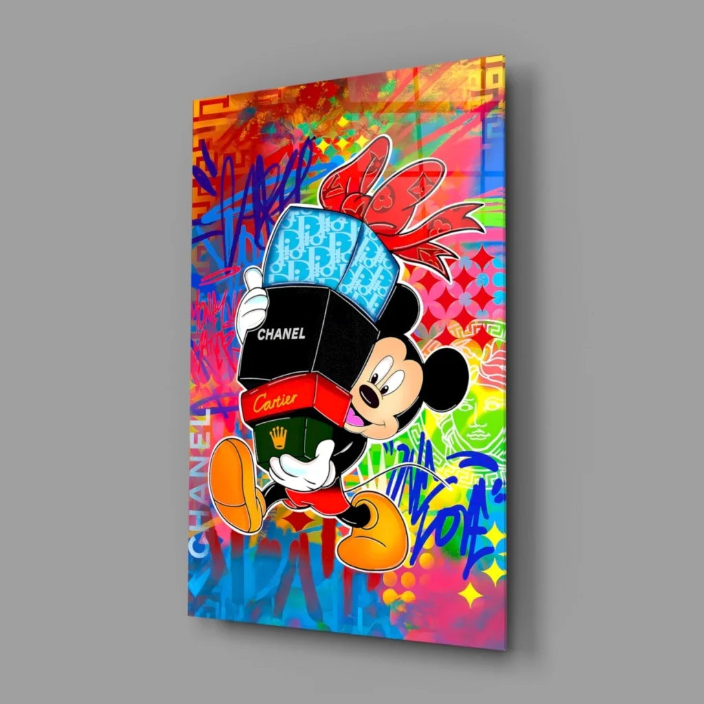 Vibrant Mickey Mouse graffiti canvas wall art with luxury boxes