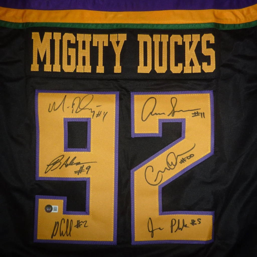 Autographed Mighty Ducks black #92 custom hockey jersey