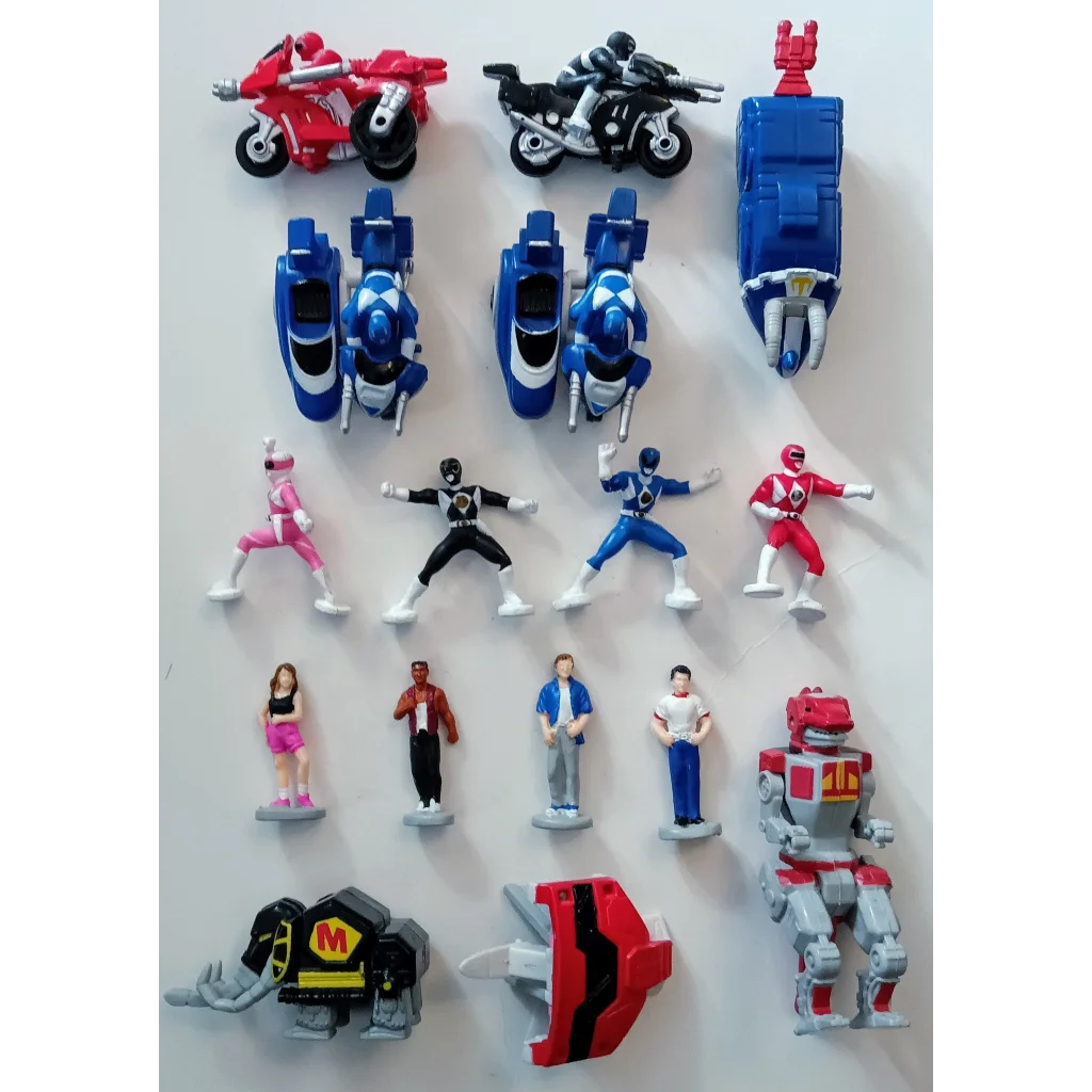 Mighty Morphin Power Rangers Micro Machines 16-piece set with blue and red figures and vehicles