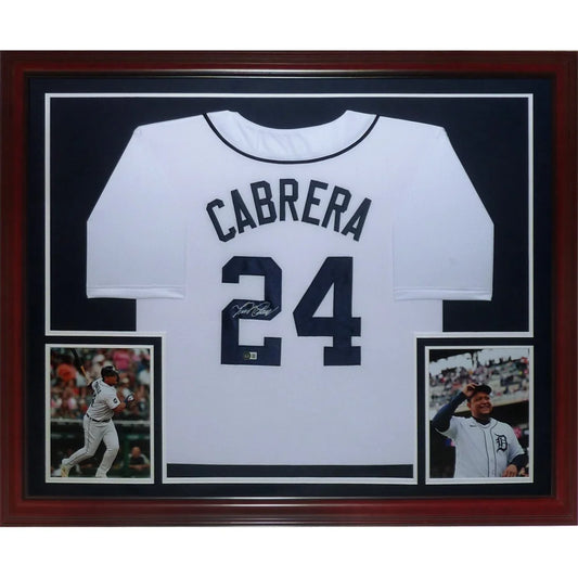 Miguel Cabrera autographed Detroit white #24 framed jersey