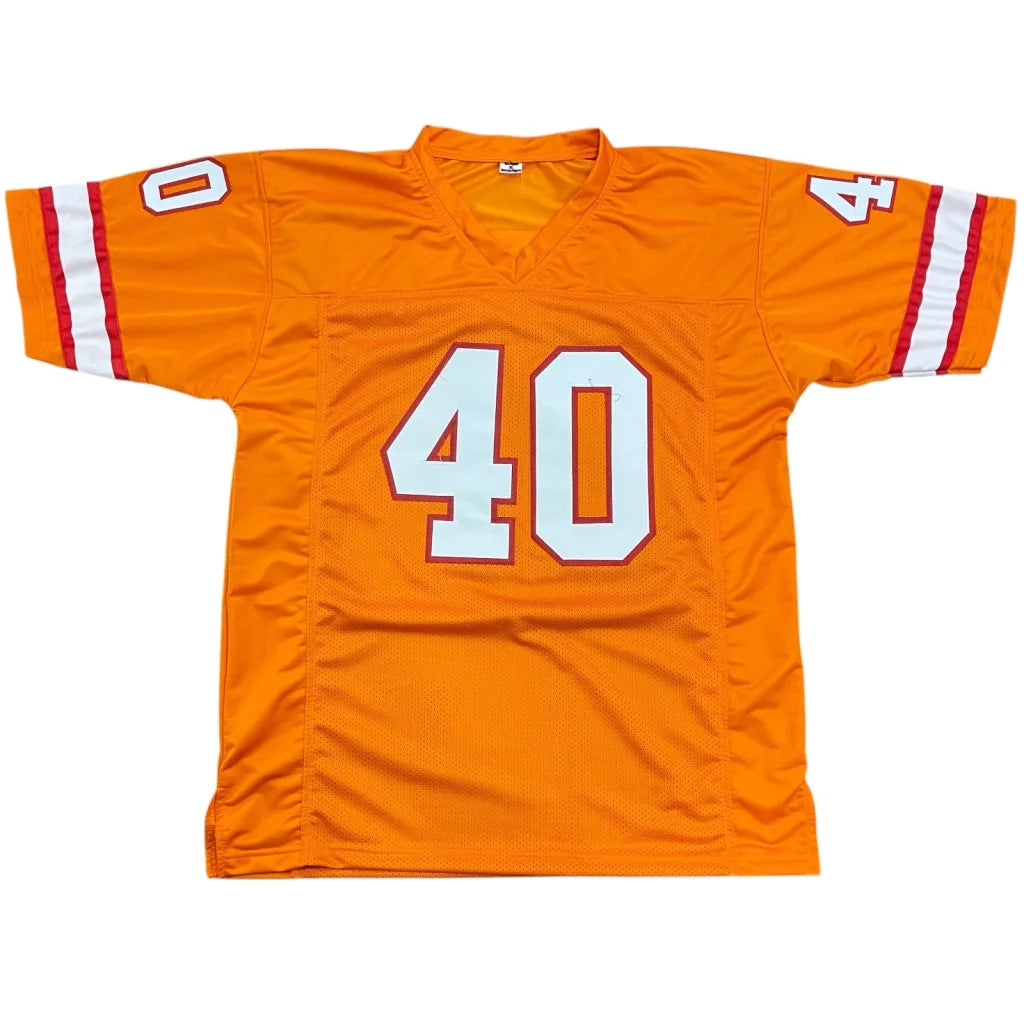 Mike Alstott autographed Tampa Bay Buccaneers throwback creamsicle #40 jersey