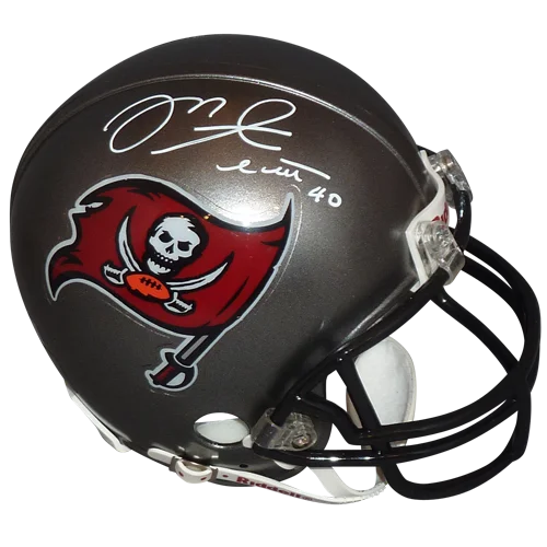 Mike Alstott signed Tampa Bay Buccaneers mini helmet with skull logo