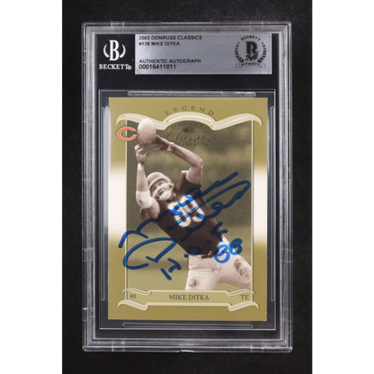 Mike Ditka signed 2003 Donruss Classics card Beckett auth HOF 88