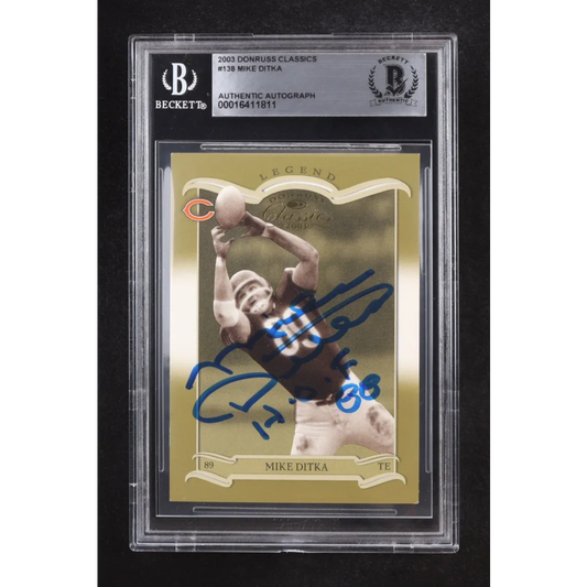 Mike Ditka signed 2003 Donruss Classics card Beckett auth HOF 88