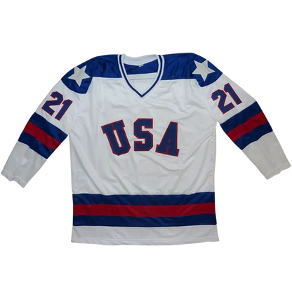 Mike Eruzione autographed USA Hockey custom jersey white #21