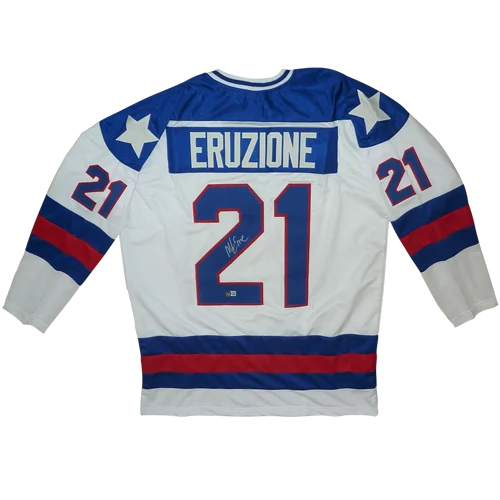 Mike Eruzione autographed USA Hockey white custom jersey number 21