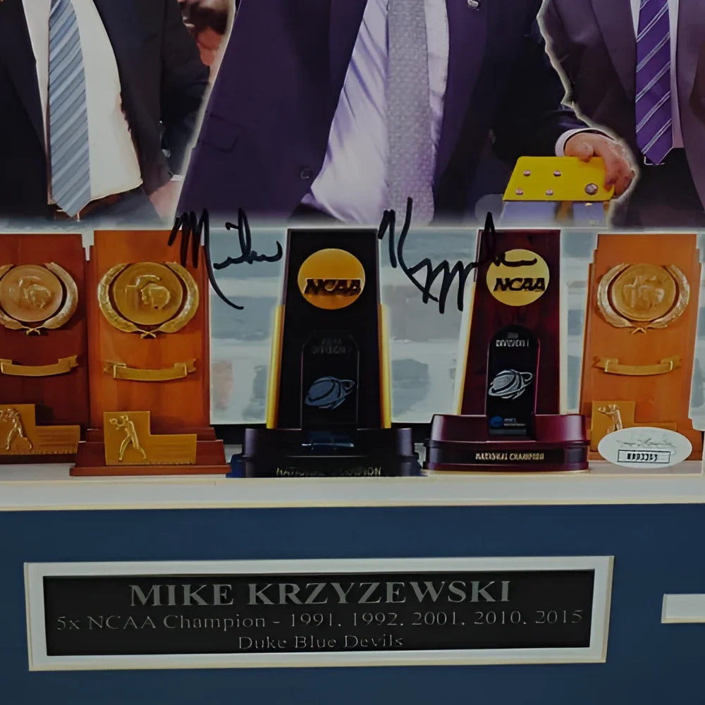 Mike Krzyzewski autographed Duke Blue Devils deluxe framed 8x10 promo photo