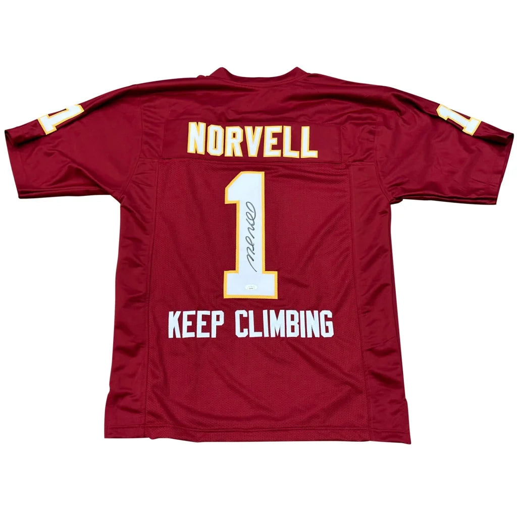 Mike Norvell autographed Florida State FSU garnet jersey with Norvell #1 Keep Climbing