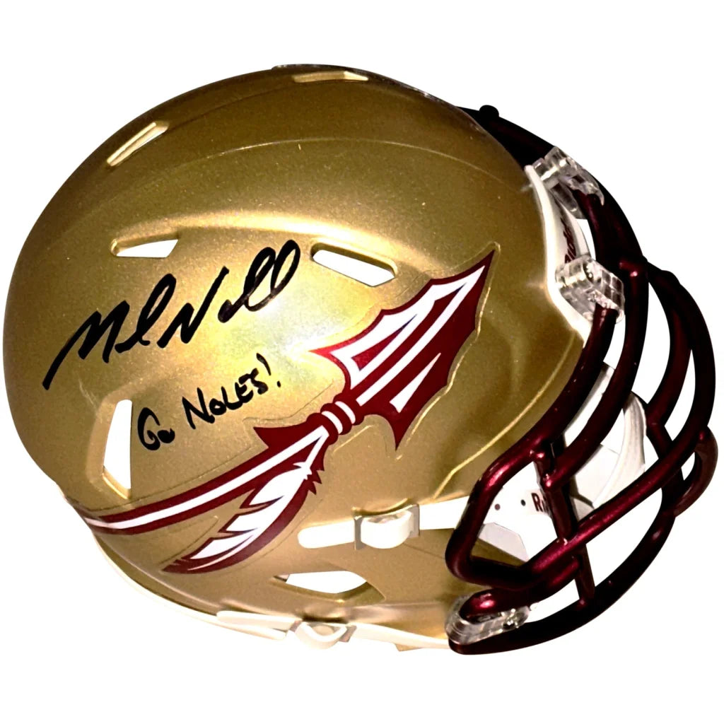 Mike Norvell autographed Florida State Seminoles mini helmet with Go Noles