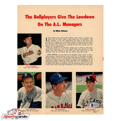 Vintage 1950s baseball card of Mike Pinky Higgins signed BAS certified