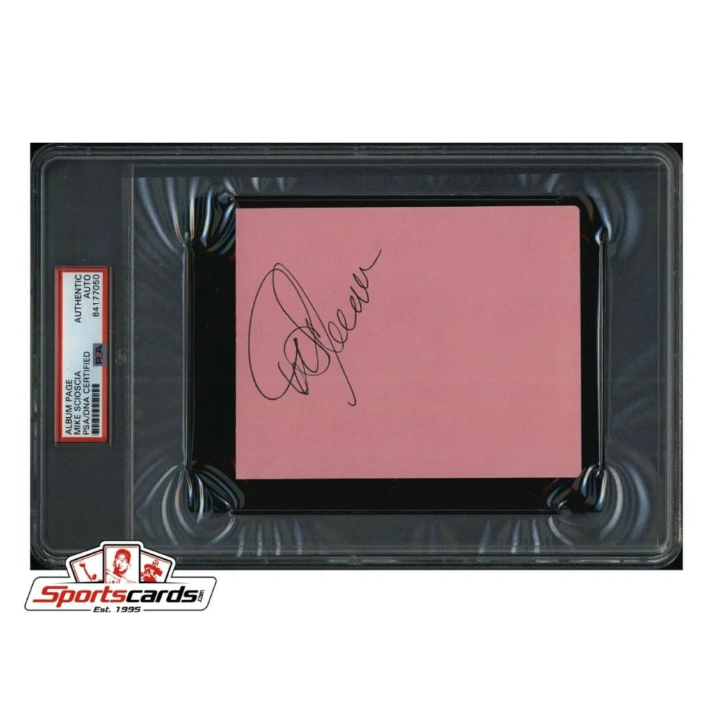 Mike Scioscia signed cut PSA MLB baseball legend card in pink frame