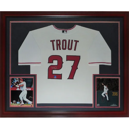 Mike Trout autographed Los Angeles Angels white #27 framed jersey