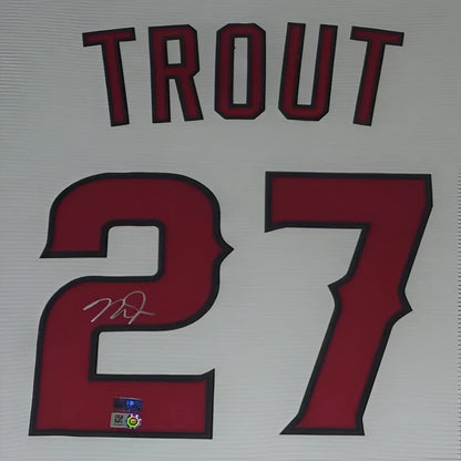 Mike Trout autographed Los Angeles Angels white #27 framed jersey
