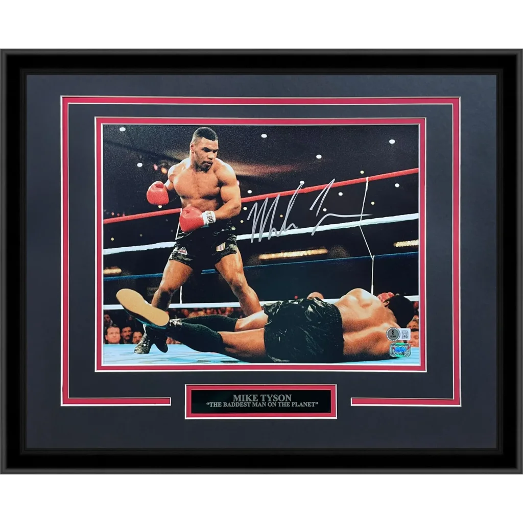 Mike Tyson autographed boxing knockout photo in 12x16 black and red frame