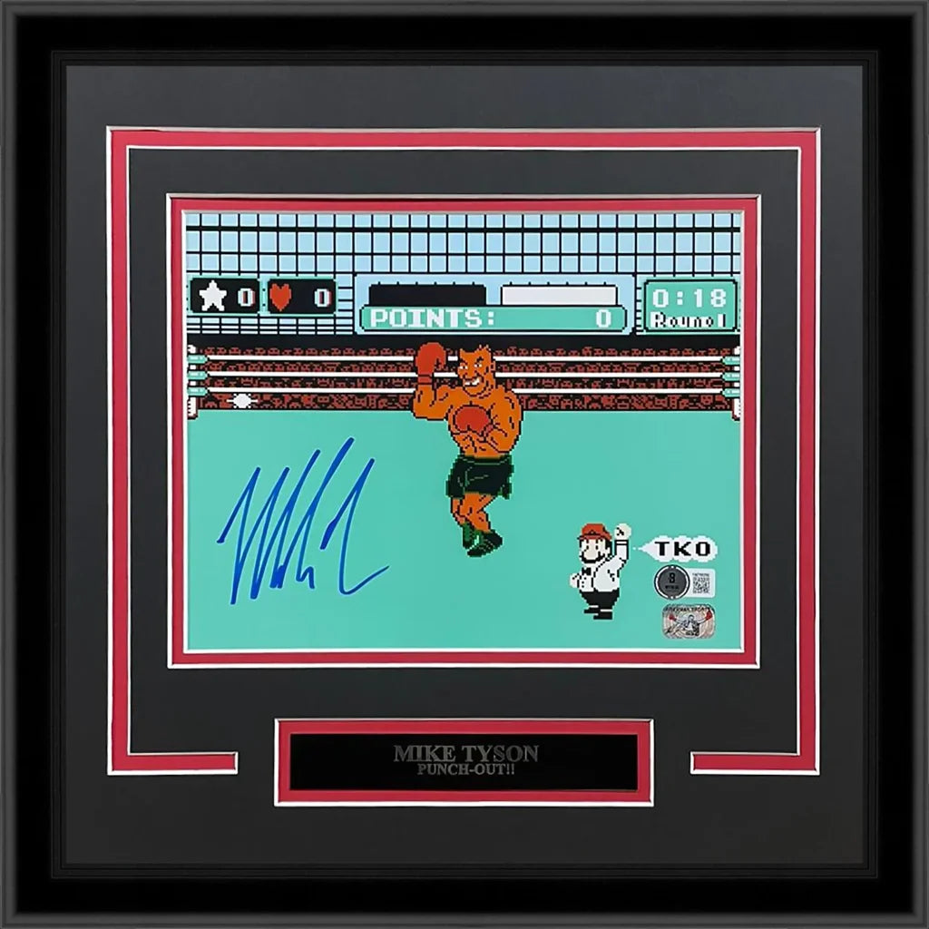 Mike Tyson autographed deluxe framed 8x10 Punch-Out photo