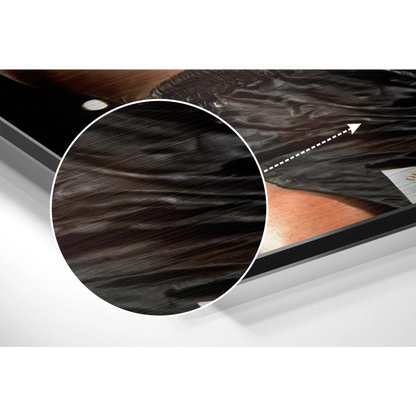 Glossy black satin fabric on brushed aluminium dibond wall art print